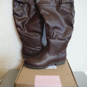 Women's Tori Boots by Journee Collection Size 8 Extra Wide Calf Brown/Tan New